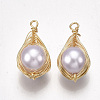 ABS Plastic Imitation Pearl Pendants X-KK-T038-446G-1