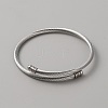 304 Stainless Steel Round Rope Chain Cuff Bangle for Women LS-BJEW-WH0020-36P-1