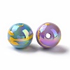 UV Plating Rainbow Iridescent Drawbench Acrylic Beads OACR-E009-10B-3