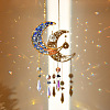 Natural Lapis Lazuli Chip & Brass Moon Hanging Suncatcher Pendant Decoration PW23041117801-1