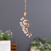 Wire Wrapped Glass Beads & Metal Sea Horse Hanging Ornaments PW-WG0697F-01-2