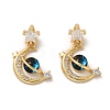 Moon & Star Rack Plating Brass Micro Pave Cubic Zirconia Pendants LS-KK-C037-08G-1