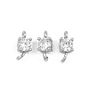 Brass Pave Clear Cubic Zirconia Flat Round Connector Charms KK-H538-21B-P-1