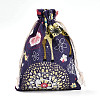 Flower Deer Printed Polycotton(Polyester Cotton) Packing Pouches Drawstring Bags ABAG-T004-10x14-36-2