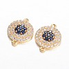 Flat Round Brass Micro Pave Cubic Zirconia Links KK-E371-11G-1