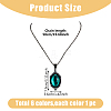 FIBLOOM 6Pcs 6 Colors Glass Oval Pendant Necklaces Set with Black Alloy Chains NJEW-FI0001-46-2