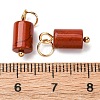 Natural Red Jasper Column Charms with 304 Stainless Steel Jump Rings G-Q032-01C-3