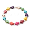 Synthetic Turquoise(Dyed) Cross Beaded Stretch Bracelet BJEW-JB08450-01-1