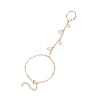 Electroplate Glass Butterfly Charms Finger Ring Bracelet for Women BJEW-JB11770-2
