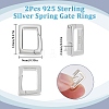 2Pcs 925 Sterling Silver Spring Gate Rings STER-SC0001-40B-2