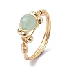 Copper Wire Wrapped Natural Gemstone Finger Ring for Women RJEW-JR00624-4
