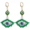 Glass Seed Bead Evil Eye Hoop Earrings EJEW-MZ00272-02-1