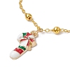 Christmas Candy Cane Alloy Enamel Charms Bracelets BJEW-JB11307-3