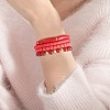 8Pcs 8 Style Natural Red Agate & Glass & Polymer Clay Heishi Surfer Stretch Bracelets Set BJEW-SW00083-5