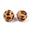 Painted Wood European Beads WOOD-F017-04F-2