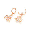 Flower Brass Micro Pave Cubic Zirconia Dangle Leverback Earrings EJEW-N058-09G-3