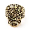 316 Stainless Steel Skull with Cross Finger Ring RJEW-C030-02E-AG-2