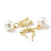Plastic Pearl Dangle Hoop Earrings with Clear Cubic Zirconia EJEW-A070-06G-2