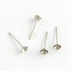 304 Stainless Steel Flat Round Blank Peg Stud Earring Settings STAS-R055-14-1