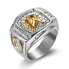 304 Stainless Steel Micro Pave Clear Cubic Zirconia Finger Rings for Men FS-WGEF432-11-1