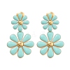 304 Stainless Steel Enamel Stud Earrings EJEW-S226-01G-03-2