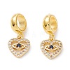 Brass Cubic Zirconia European Dangle Charms KK-B037-17G-1