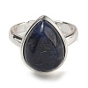 Natural Lapis Lazuli Teardrop Adjustable Rings RJEW-K371-08S-20-3