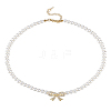 1Pc Alloy Crystal Rhinestone Bowknot Pendant Necklaces NJEW-LP0001-59-1