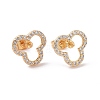 Brass Micro Pave Clear Cubic Zirconia Stud Earring Findings KK-G420-17G-1