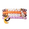 4Pcs Halloween Theme Handmade Polymer Clay Beaded Stretch Bracelets BJEW-TA00469-1