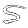 Men's 304 Stainless Steel Wheat Chain & Cuban Link Chain Necklaces NJEW-L173-001-AS-2