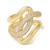 Brass Micro Pave Cubic Zirconia Open Cuff Rings RJEW-U008-38G-2