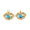 Brass Micro Pave Cubic Zirconia with Synthetic Opal Pendants KK-D096-06B-G-1