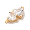 Brass Micro Pave Clear Cubic Zirconia Charms KK-M294-24G-2