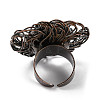 Natural Labradorite Round Open Cuff Rings RJEW-A041-06R-4