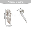 CHGCRAFT 6 Pairs Alloy Wing Brooch for Backpack Clothes JEWB-CA0001-31-2
