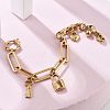 304 Stainless Steel Paperclip & Rolo Chains Charm Bracelets for Women BJEW-C089-03G-3