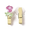 Flower Theme Wooden & Iron Clothes Pins AJEW-H137-05-2