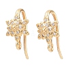 Brass Micro Pave Clear Cubic Zirconia Flower Earring Hooks KK-A274-16G-1