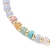 Natural Green Aventurine & Rose Quartz & Howlite & White Jade & Yellow Aventurine & Synthetic Blue Lace Agate & Brass Beads Stretch Bracelets for Women BJEW-JB13334-02-3