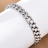 304 Stainless Steel Cuban Link & Panther chain Bracelets for Women Men BJEW-R018-11P-3
