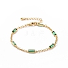 Rectangle Cubic Zirconia Chain Bracelets BJEW-G654-02G-03-1