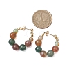 Natural Agate Beaded Hoop Earrings EJEW-JE05880-3