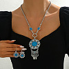 Flower Bohemian Ethnic Style Zinc Alloy & Resin Pendant Necklace & Dangle Earring Sets FS-WGD47C5-01-3