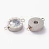 304 Stainless Steel Micro Pave Clear Cubic Zirconia Links Connectors X-STAS-I169-01P-2