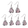 Natural Rose Quartz Dragon Dangle Earrings EJEW-A092-12P-11-1