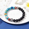 Natural Lava Rock & Synthetic Turquoise Beaded Stretch Bracelets BJEW-JB09985-02-2