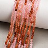 Gradient Color Natural Rose Quartz & Red Hematoid Quartz Beads Strands GG-CBA1668-A03-3mm-1