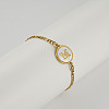 Flat Round with Letter Pattern 304 Stainless Steel Link Bracelets FS-WG4692B-27-1