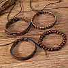 4Pcs 4 Styles PU Imitation Leather Braided Bracelets Sets BJEW-CL0001-13A-4